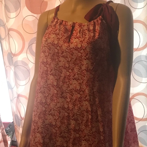 Red & White Flower Sleeveless Tank Tie  Shoulder - Picture 3 of 6